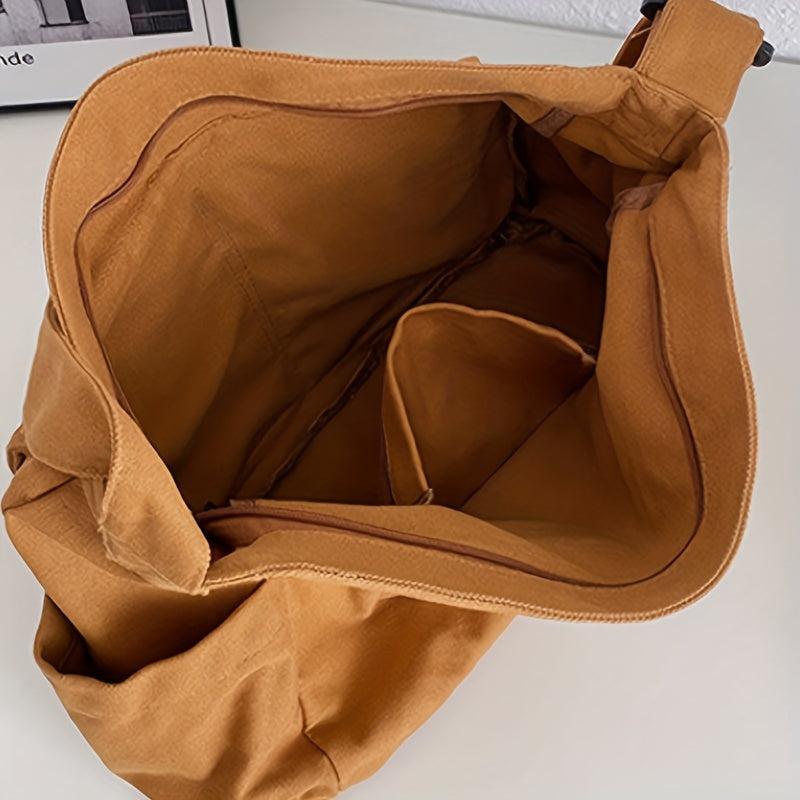 Vintage Canvas Hobo Bag - Large Capacity Retro Messenger Handbag