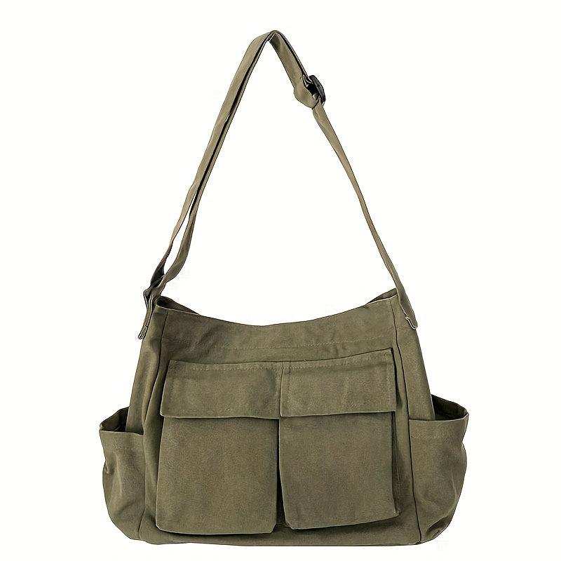 Vintage Canvas Hobo Bag - Large Capacity Retro Messenger Handbag