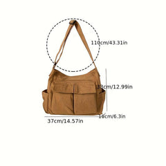 Vintage Canvas Hobo Bag - Large Capacity Retro Messenger Handbag
