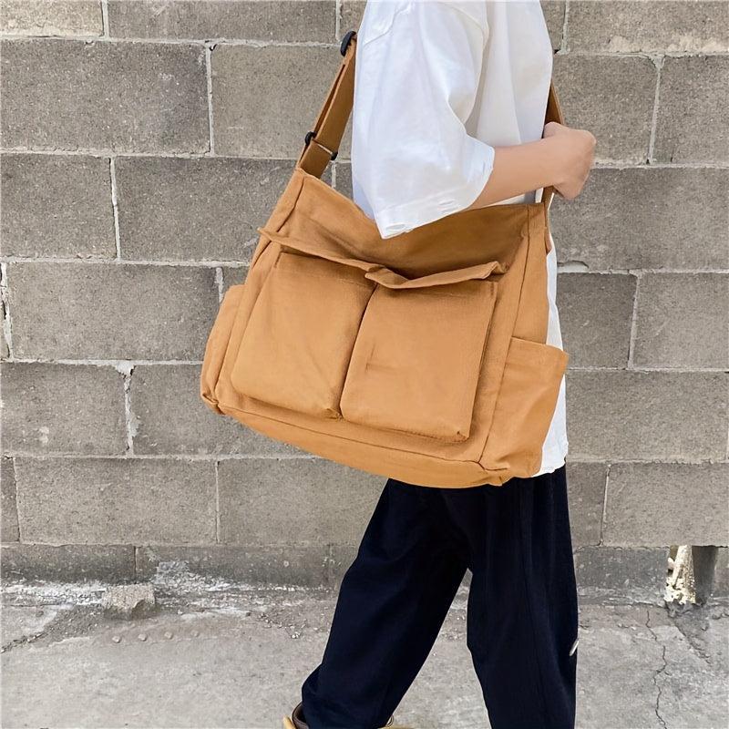 Vintage Canvas Hobo Bag - Large Capacity Retro Messenger Handbag