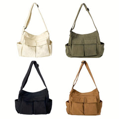 Vintage Canvas Hobo Bag - Large Capacity Retro Messenger Handbag