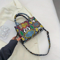 Snake Skin Pattern Shoulder Bag Stylish Satchel for Women