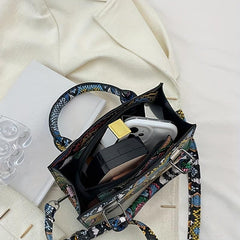 Snake Skin Pattern Shoulder Bag Stylish Satchel for Women