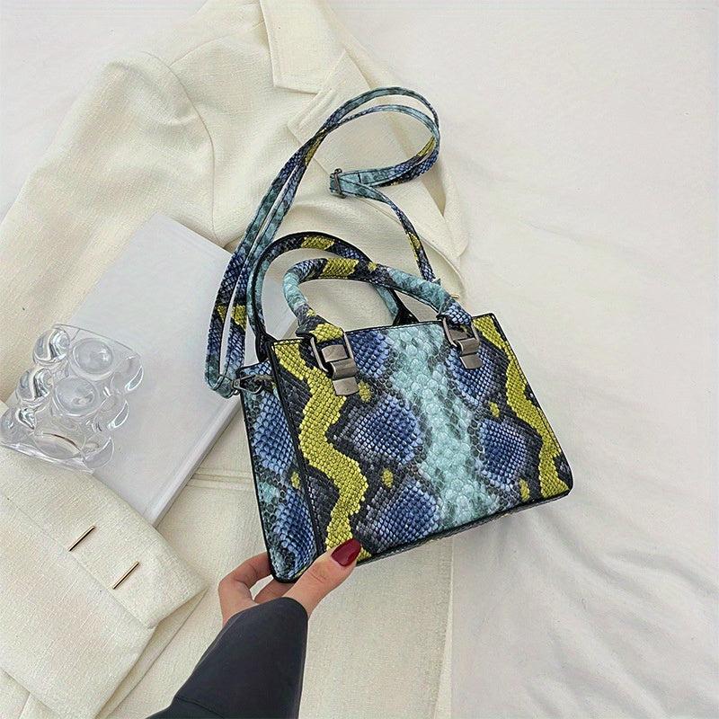Snake Skin Pattern Shoulder Bag Stylish Satchel for Women