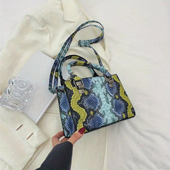Snake Skin Pattern Shoulder Bag Stylish Satchel for Women