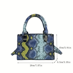 Snake Skin Pattern Shoulder Bag Stylish Satchel for Women
