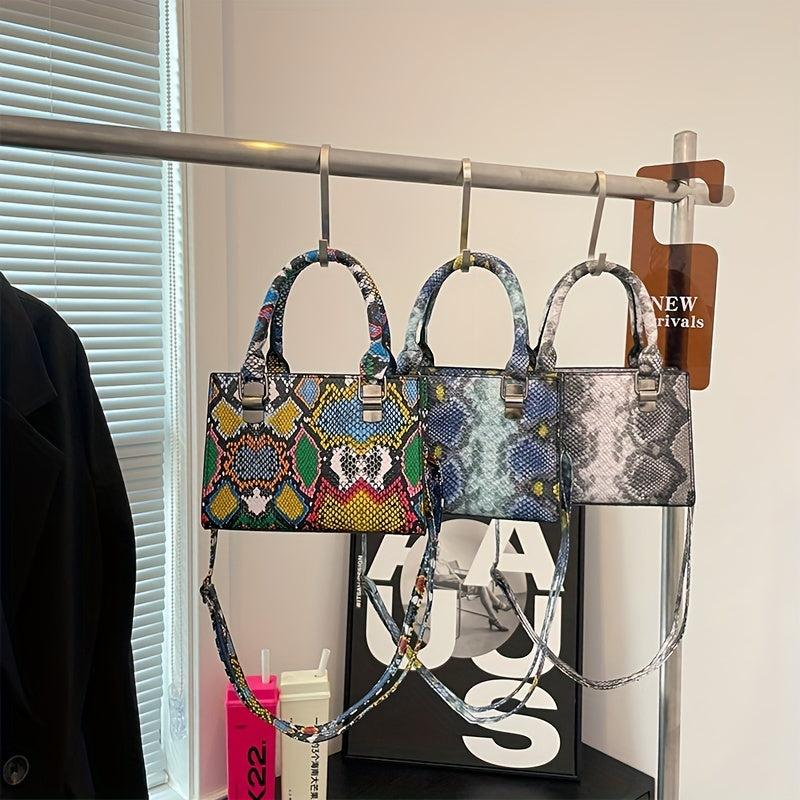 Snake Skin Pattern Shoulder Bag Stylish Satchel for Women