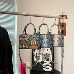Snake Skin Pattern Shoulder Bag Stylish Satchel for Women