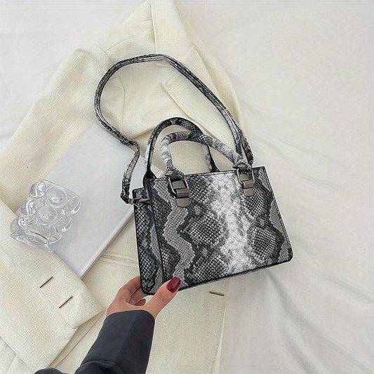Snake Skin Pattern Shoulder Bag Stylish Satchel for Women