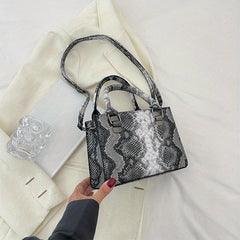 Snake Skin Pattern Shoulder Bag Stylish Satchel for Women