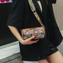 Bear Pattern Boston Bag Faux Leather Crossbody Bag