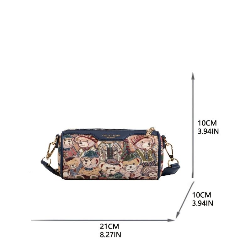 Bear Pattern Boston Bag Faux Leather Crossbody Bag