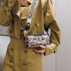 Bear Pattern Boston Bag Faux Leather Crossbody Bag