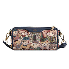 Bear Pattern Boston Bag Faux Leather Crossbody Bag