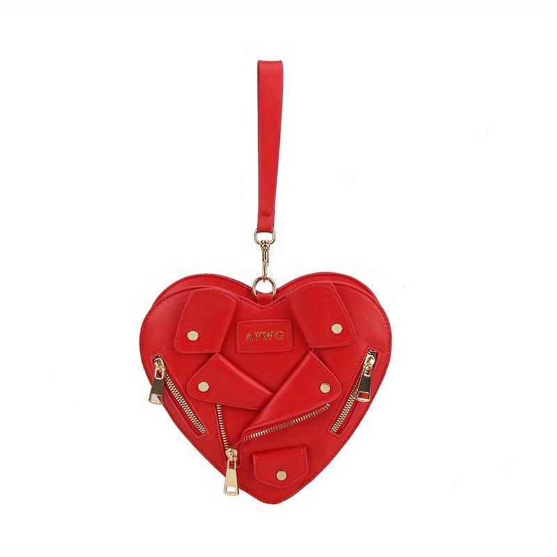 Y2K Heart Pattern Zipper Shoulder Crossbody Bag