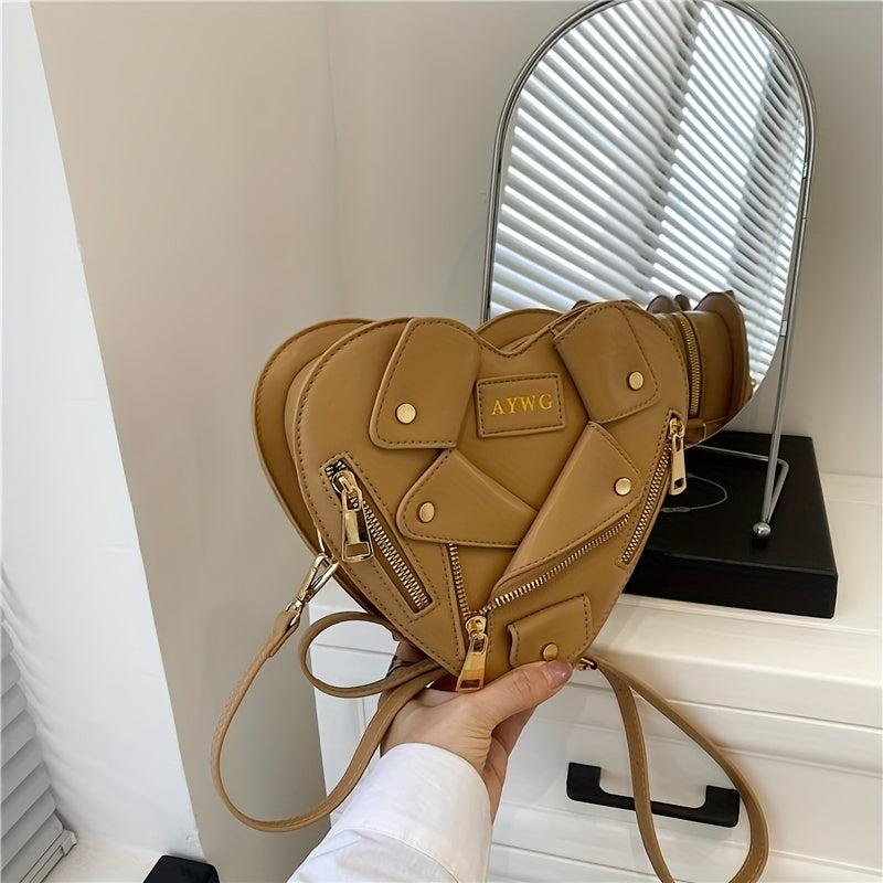 Y2K Heart Pattern Zipper Shoulder Crossbody Bag