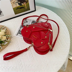 Y2K Heart Pattern Zipper Shoulder Crossbody Bag