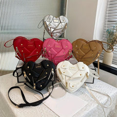 Y2K Heart Pattern Zipper Shoulder Crossbody Bag