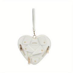 Y2K Heart Pattern Zipper Shoulder Crossbody Bag
