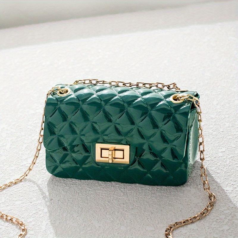 Quilted Jelly Crossbody Bag PVC Shoulder Bag Women's Handbag Purse