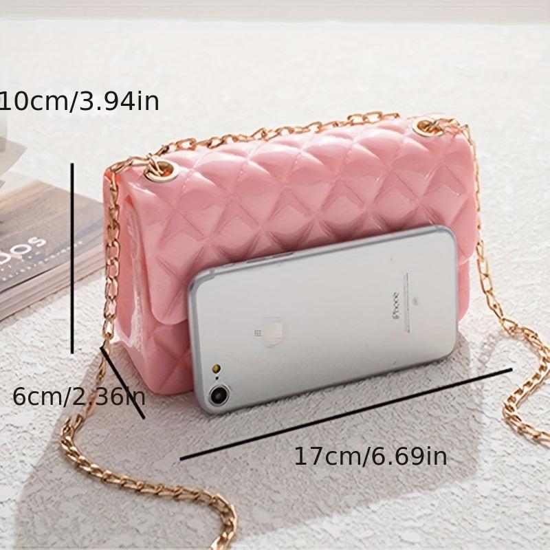 Quilted Jelly Crossbody Bag PVC Shoulder Bag Women's Handbag Purse