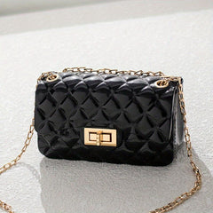 Quilted Jelly Crossbody Bag PVC Shoulder Bag Women's Handbag Purse