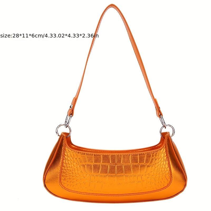 Crocodile Embossed Baguette Bag Underarm Bag for Women