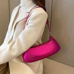 Crocodile Embossed Baguette Bag Underarm Bag for Women