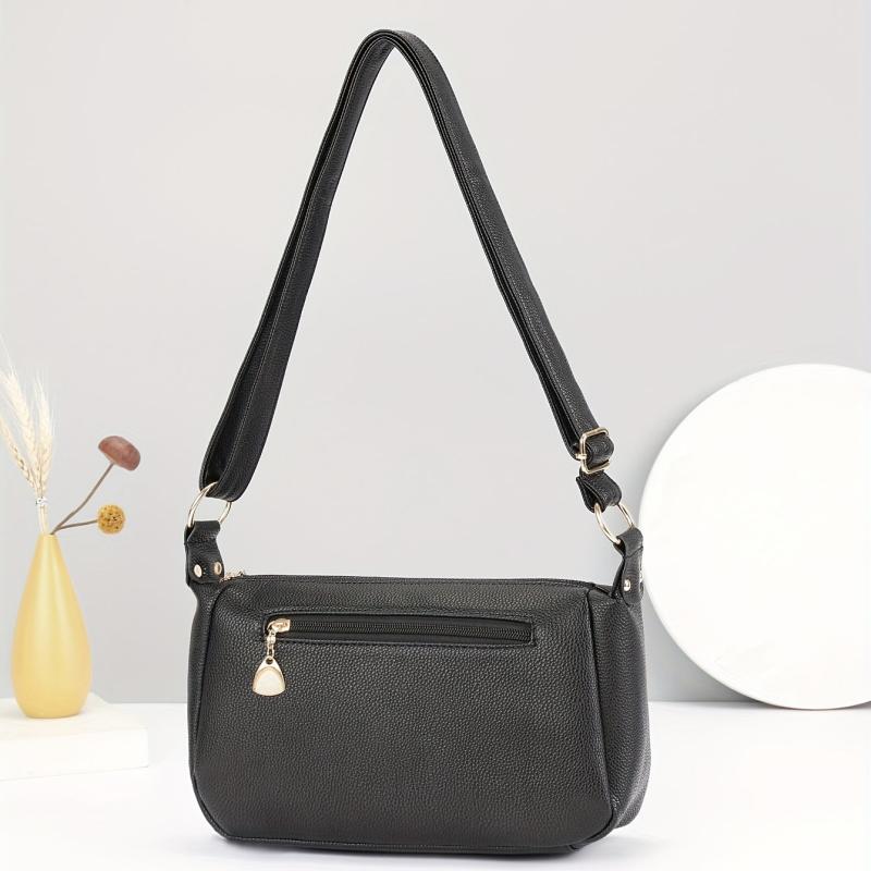 Argyle Quilted Shoulder Bag Solid Handbag Women's Zipper Crossbody Bag