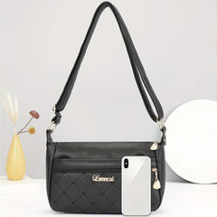 Argyle Quilted Shoulder Bag Solid Handbag Women's Zipper Crossbody Bag