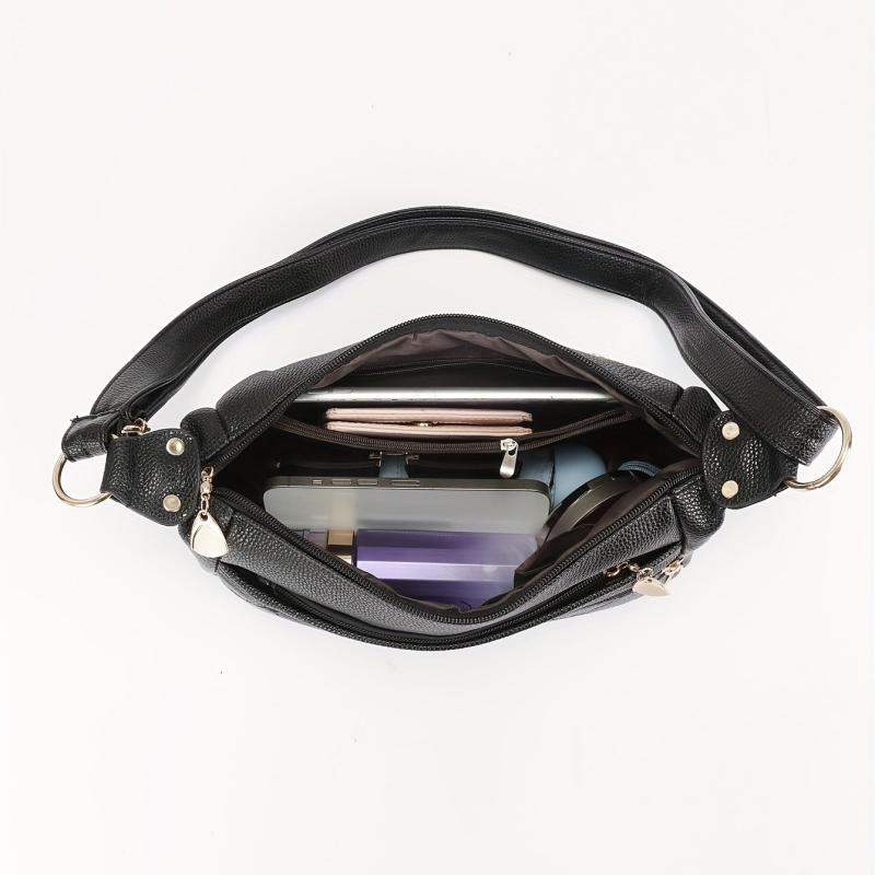 Argyle Quilted Shoulder Bag Solid Handbag Women's Zipper Crossbody Bag