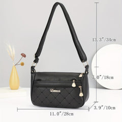 Argyle Quilted Shoulder Bag Solid Handbag Women's Zipper Crossbody Bag