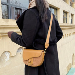 Vintage Crossbody Saddle Bag Retro PU Shoulder Bag Women's Casual Handbag