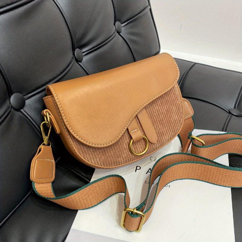 Vintage Crossbody Saddle Bag Retro PU Shoulder Bag Women's Casual Handbag