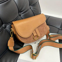 Vintage Crossbody Saddle Bag Retro PU Shoulder Bag Women's Casual Handbag