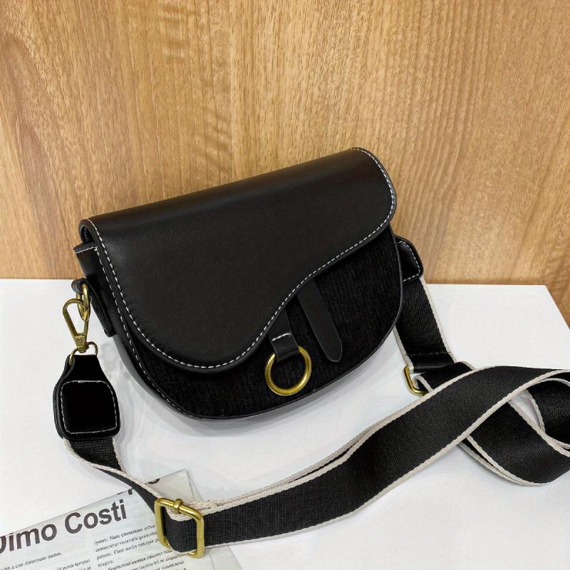 Vintage Crossbody Saddle Bag Retro PU Shoulder Bag Women's Casual Handbag