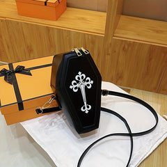 Gothic Coffin Shoulder Bag Y2K Style Halloween Handbag