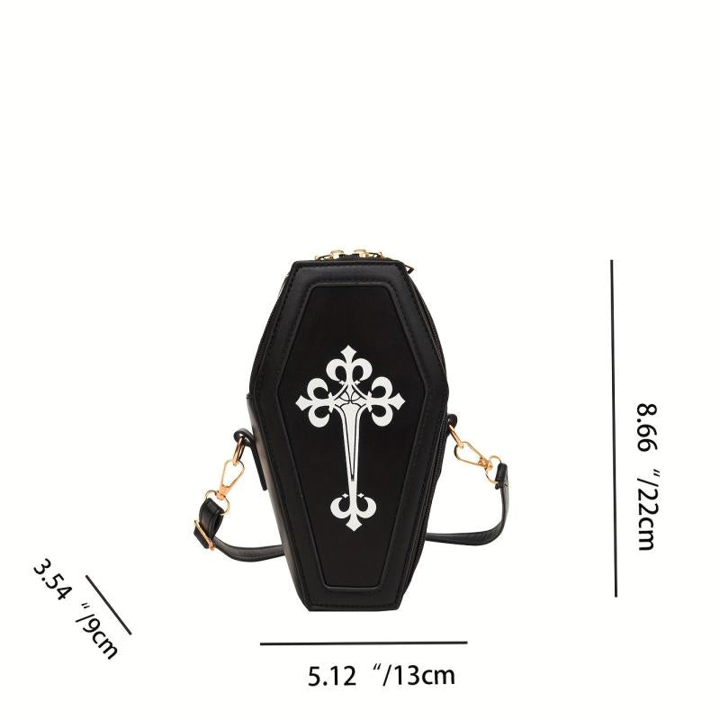 Gothic Coffin Shoulder Bag Y2K Style Halloween Handbag