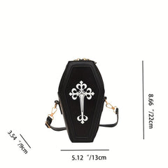Gothic Coffin Shoulder Bag Y2K Style Halloween Handbag