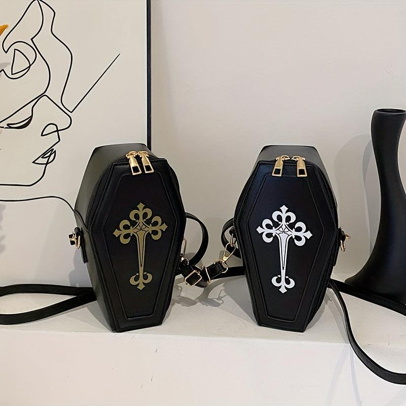 Gothic Coffin Shoulder Bag Y2K Style Halloween Handbag