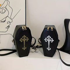 Gothic Coffin Shoulder Bag Y2K Style Halloween Handbag