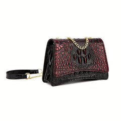 Vintage Crocodile Pattern Crossbody Bag Flap Shoulder Bag Women's Classic Handba
