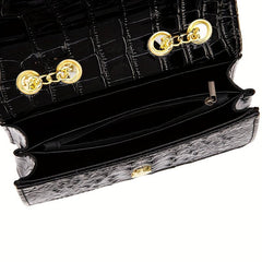 Vintage Crocodile Pattern Crossbody Bag Flap Shoulder Bag Women's Classic Handba