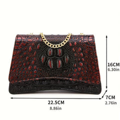 Vintage Crocodile Pattern Crossbody Bag Flap Shoulder Bag Women's Classic Handba