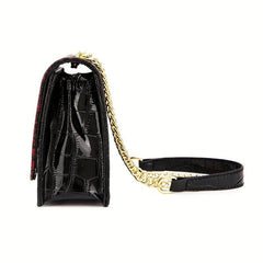 Vintage Crocodile Pattern Crossbody Bag Flap Shoulder Bag Women's Classic Handba