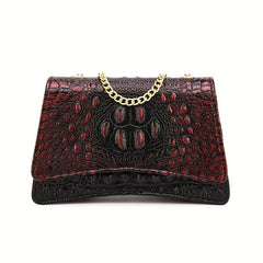Vintage Crocodile Pattern Crossbody Bag Flap Shoulder Bag Women's Classic Handba