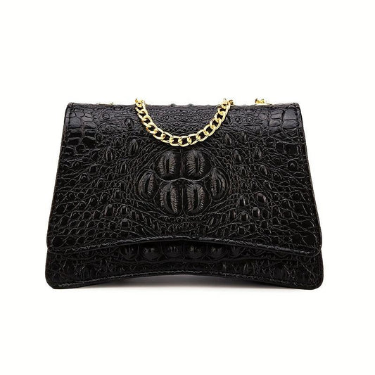 Vintage Crocodile Pattern Crossbody Bag Flap Shoulder Bag Women's Classic Handba