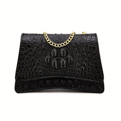 Vintage Crocodile Pattern Crossbody Bag Flap Shoulder Bag Women's Classic Handba