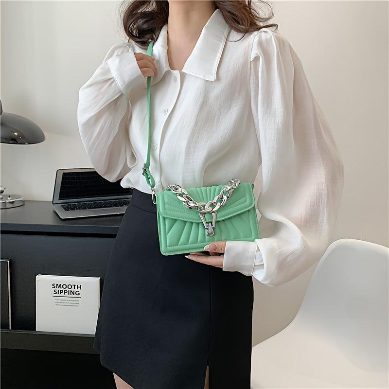 Quilted Crossbody Bag Chain Shoulder Purse With Turn Lock