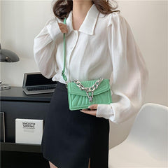 Quilted Crossbody Bag Chain Shoulder Purse With Turn Lock